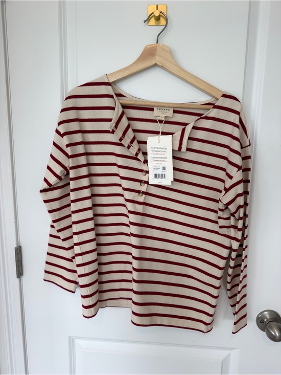 Sezane Tops - Sezane gatsby Mariniere red stripe top nwt